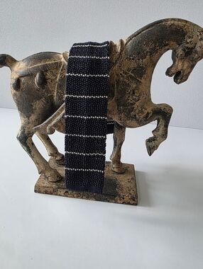 Ralph Lauren Purple Label Silk Knit Tie Navy Cream Handmade Germany